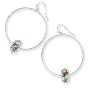 KENDRA SCOTT abalone shell silver hoops + pouch!